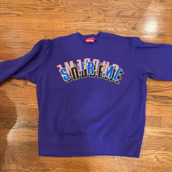 Supreme Stacked Crewneck sweatshirt - Purple size L SS21 Shirts
